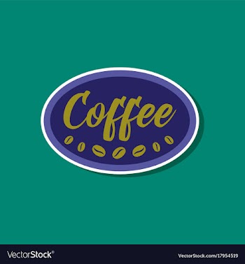 Paper sticker on stylish background coffee logo vector image