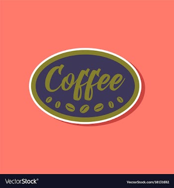 Paper sticker on stylish background coffee logo vector image