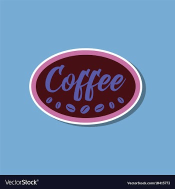 Paper sticker on stylish background coffee logo vector image