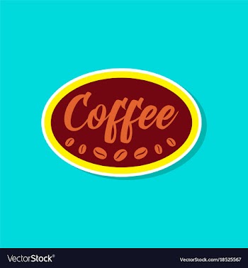 Paper sticker on stylish background coffee logo vector image