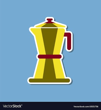 Paper sticker on stylish background coffee machine vector image