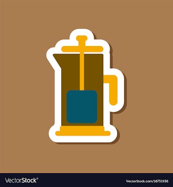 Paper sticker on stylish background coffee maker vector image