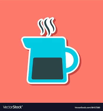 Paper sticker on stylish background coffee maker vector image