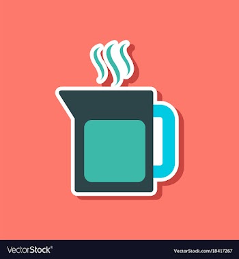 Paper sticker on stylish background coffee maker vector image