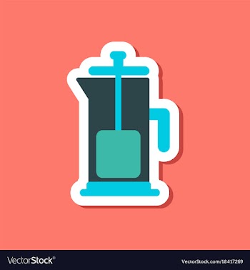 Paper sticker on stylish background coffee maker vector image