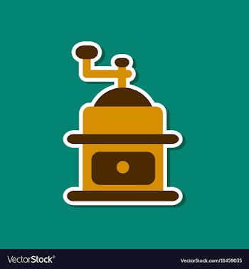 Paper sticker on stylish background coffee mill vector image