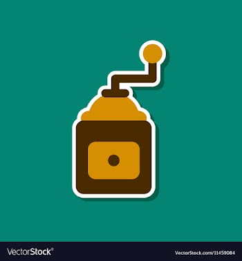 Paper sticker on stylish background coffee mill vector image