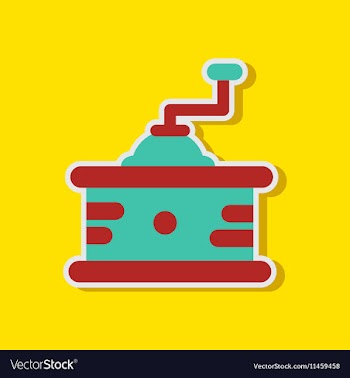 Paper sticker on stylish background coffee mill vector image