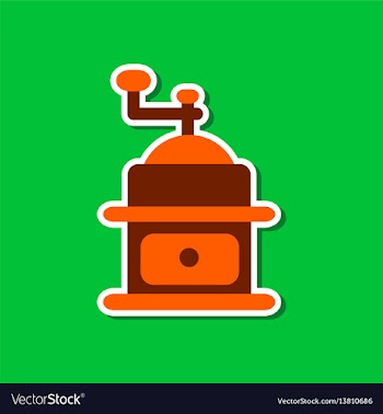 Paper sticker on stylish background coffee mill vector image