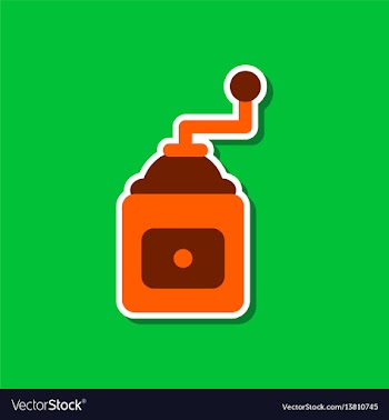Paper sticker on stylish background coffee mill vector image