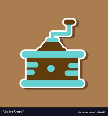 Paper sticker on stylish background coffee mill vector image