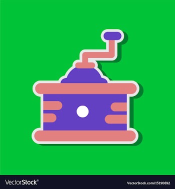Paper sticker on stylish background coffee mill vector image