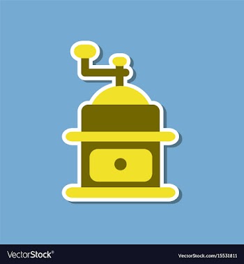Paper sticker on stylish background coffee mill vector image