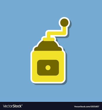 Paper sticker on stylish background coffee mill vector image