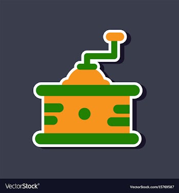 Paper sticker on stylish background coffee mill vector image