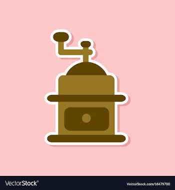 Paper sticker on stylish background coffee mill vector image