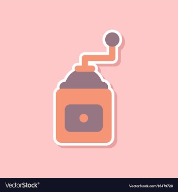 Paper sticker on stylish background coffee mill vector image