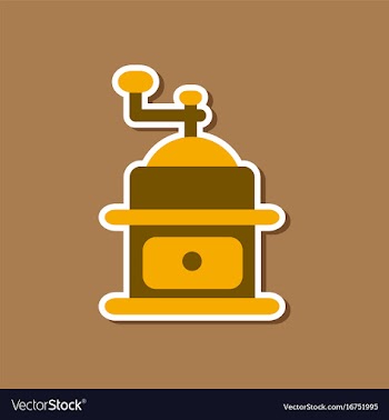 Paper sticker on stylish background coffee mill vector image