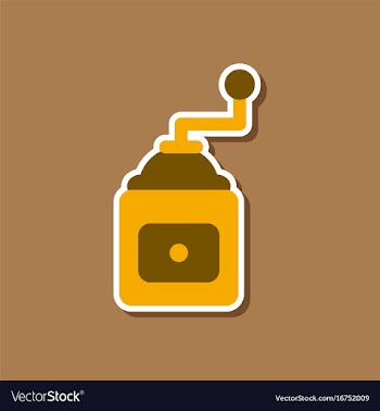 Paper sticker on stylish background coffee mill vector image