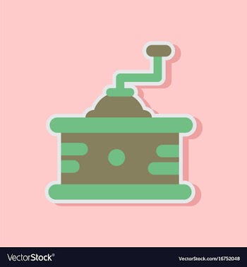 Paper sticker on stylish background coffee mill vector image