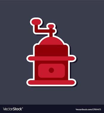Paper sticker on stylish background coffee mill vector image