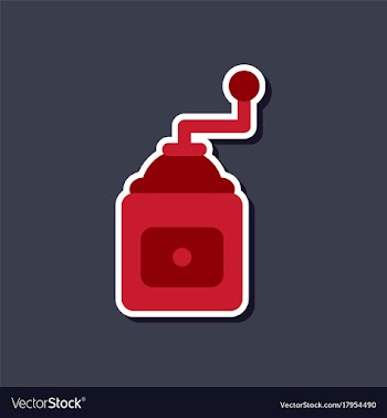Paper sticker on stylish background coffee mill vector image