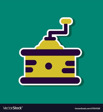 Paper sticker on stylish background coffee mill vector image