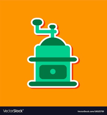 Paper sticker on stylish background coffee mill vector image