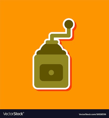 Paper sticker on stylish background coffee mill vector image