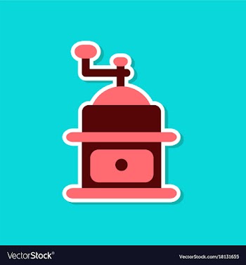 Paper sticker on stylish background coffee mill vector image
