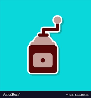 Paper sticker on stylish background coffee mill vector image