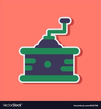 Paper sticker on stylish background coffee mill vector image