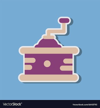Paper sticker on stylish background coffee mill vector image