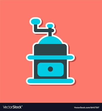Paper sticker on stylish background coffee mill vector image