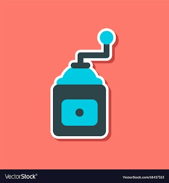Paper sticker on stylish background coffee mill vector image