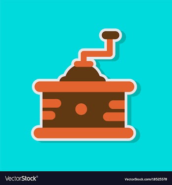 Paper sticker on stylish background coffee mill vector image