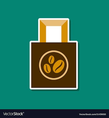 Paper sticker on stylish background coffee package vector image