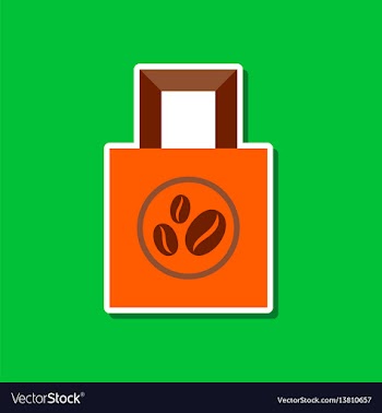Paper sticker on stylish background coffee package vector image