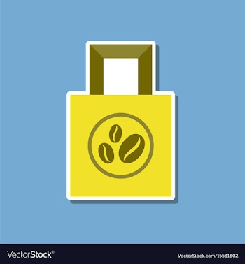 Paper sticker on stylish background coffee package vector image