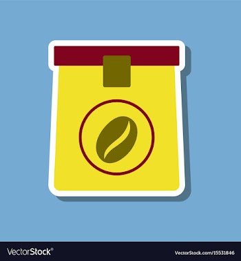 Paper sticker on stylish background coffee package vector image