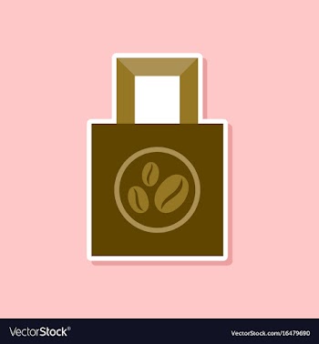 Paper sticker on stylish background coffee package vector image