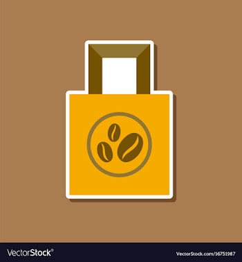Paper sticker on stylish background coffee package vector image