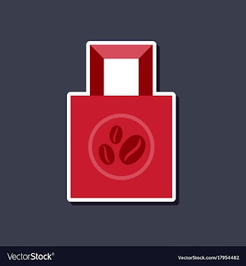 Paper sticker on stylish background coffee package vector image