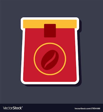 Paper sticker on stylish background coffee package vector image