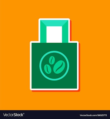 Paper sticker on stylish background coffee package vector image