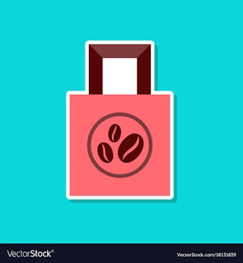 Paper sticker on stylish background coffee package vector image