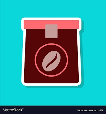 Paper sticker on stylish background coffee package vector image