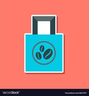 Paper sticker on stylish background coffee package vector image