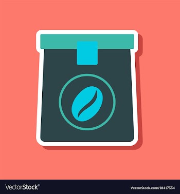 Paper sticker on stylish background coffee package vector image