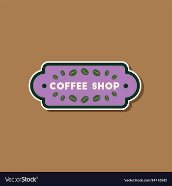 Paper sticker on stylish background coffee shop vector image
